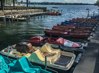 Docked paddle boats